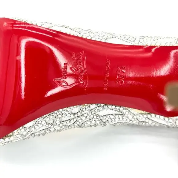 Christian Louboutin Top Vague 100 Kid Crystal Embellished Pumps Women’s 37.5 - Picture 9 of 9